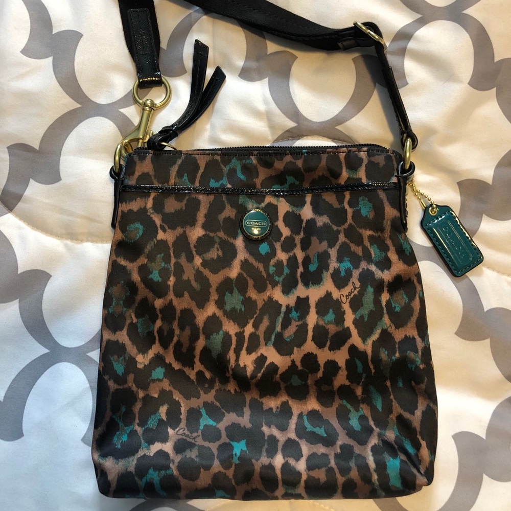 Coach Ocelot Animal print crossbody bag in jade.